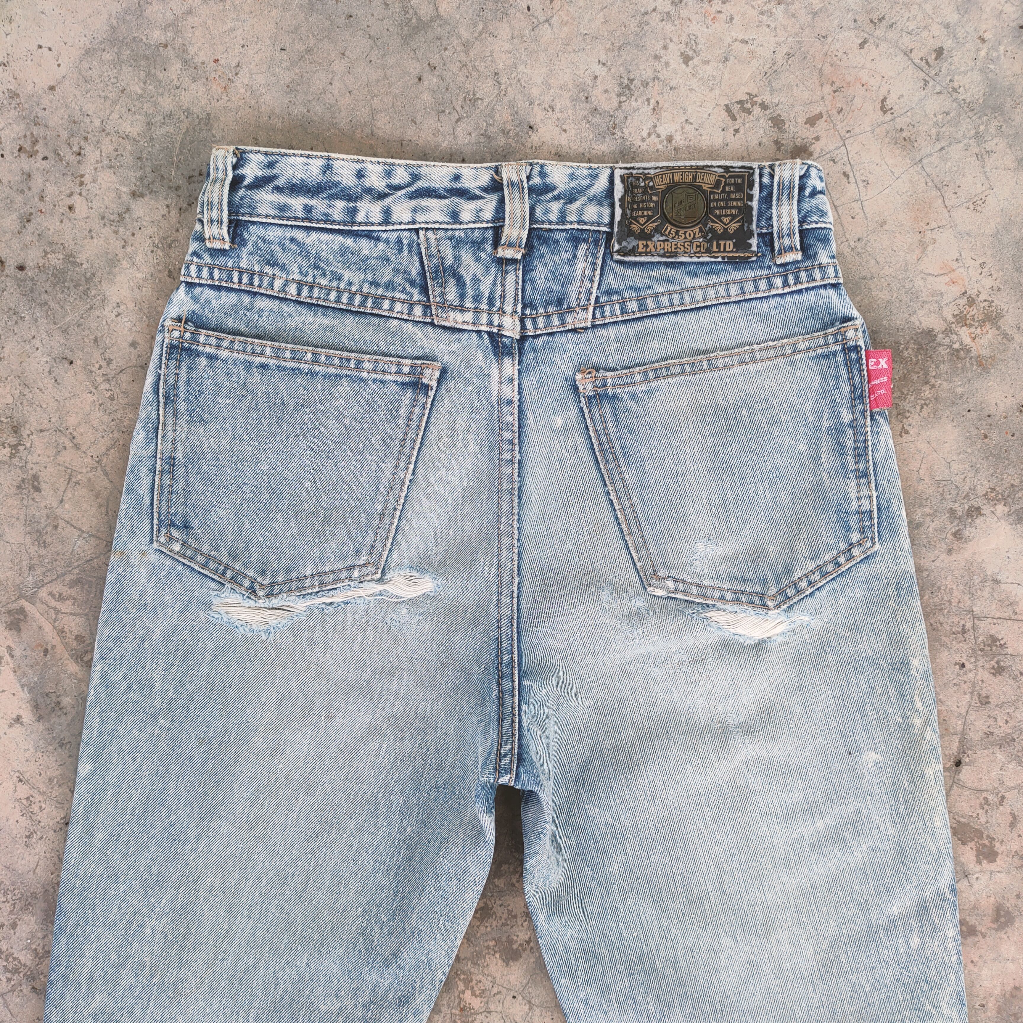 Express VINTAGE EXPRESS.CO DISTRESSED FADED JEANS DENIM PANTS Size US 27 - 9 Thumbnail