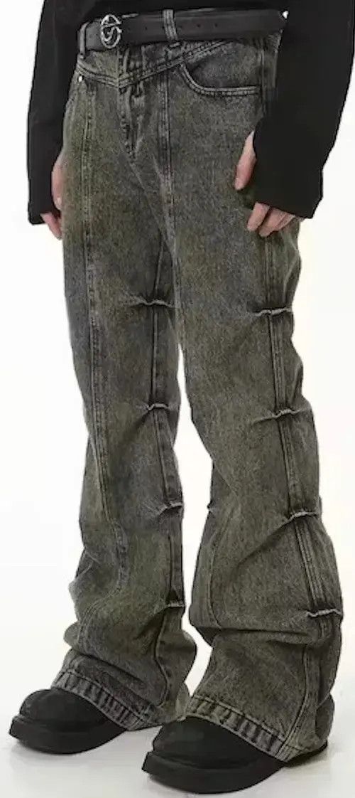 Japanese Brand × Jean Grunge Stack Washed Gray Denim Jeans Size US 32 / EU 48 - 4 Thumbnail