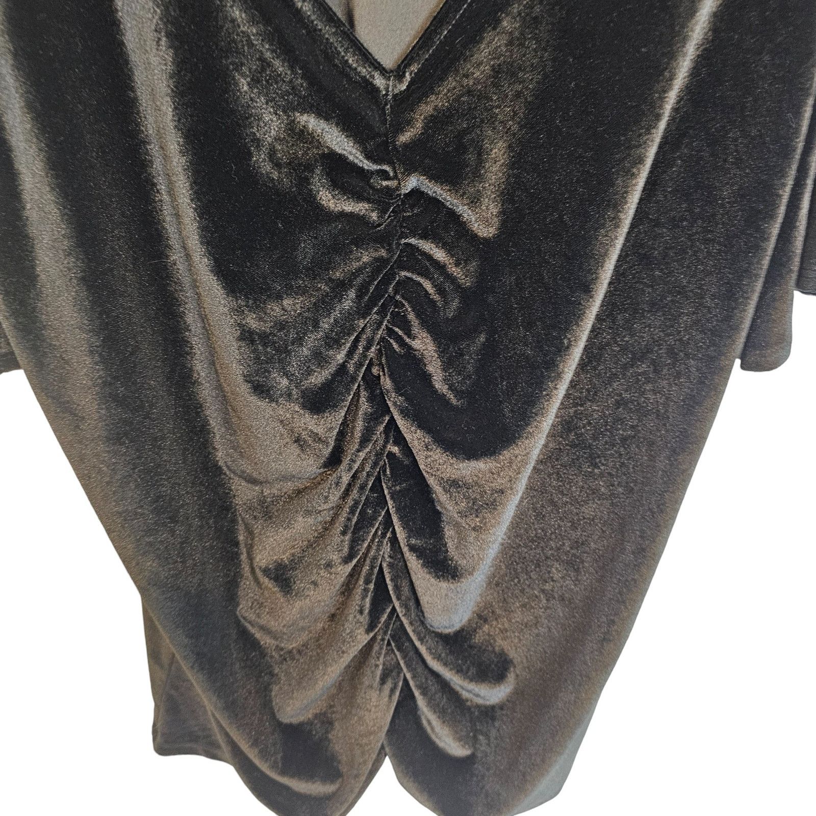 Torrid Torrid Womens Ruched Front Velvet V-Neck Top 2X Whimsigoth Size XXL / US 16-18 / IT 52-54 - 3 Thumbnail