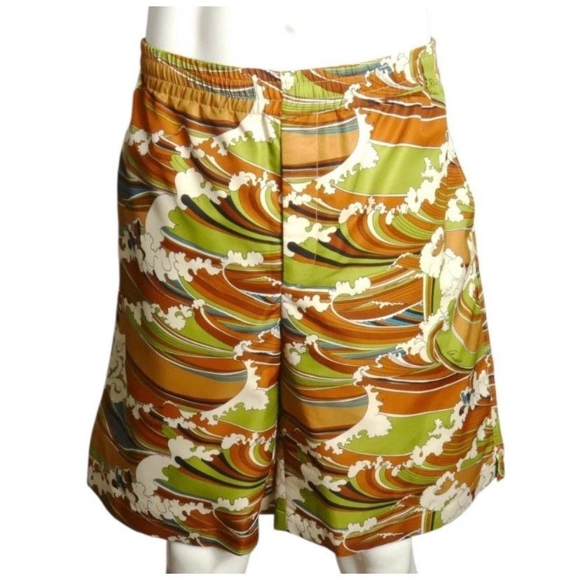 Gucci Gucci Green & Brown Wave-Print Swim Board Shorts Sz 54/XXL Size US 38 / EU 54 - 3 Thumbnail