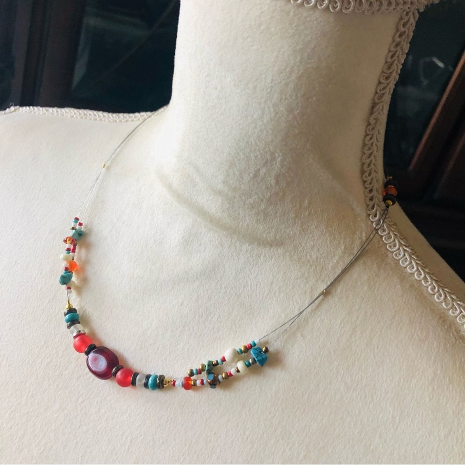 Handmade Handcrafted stainless steel wire natural stone necklace Size ONE SIZE - 3 Thumbnail