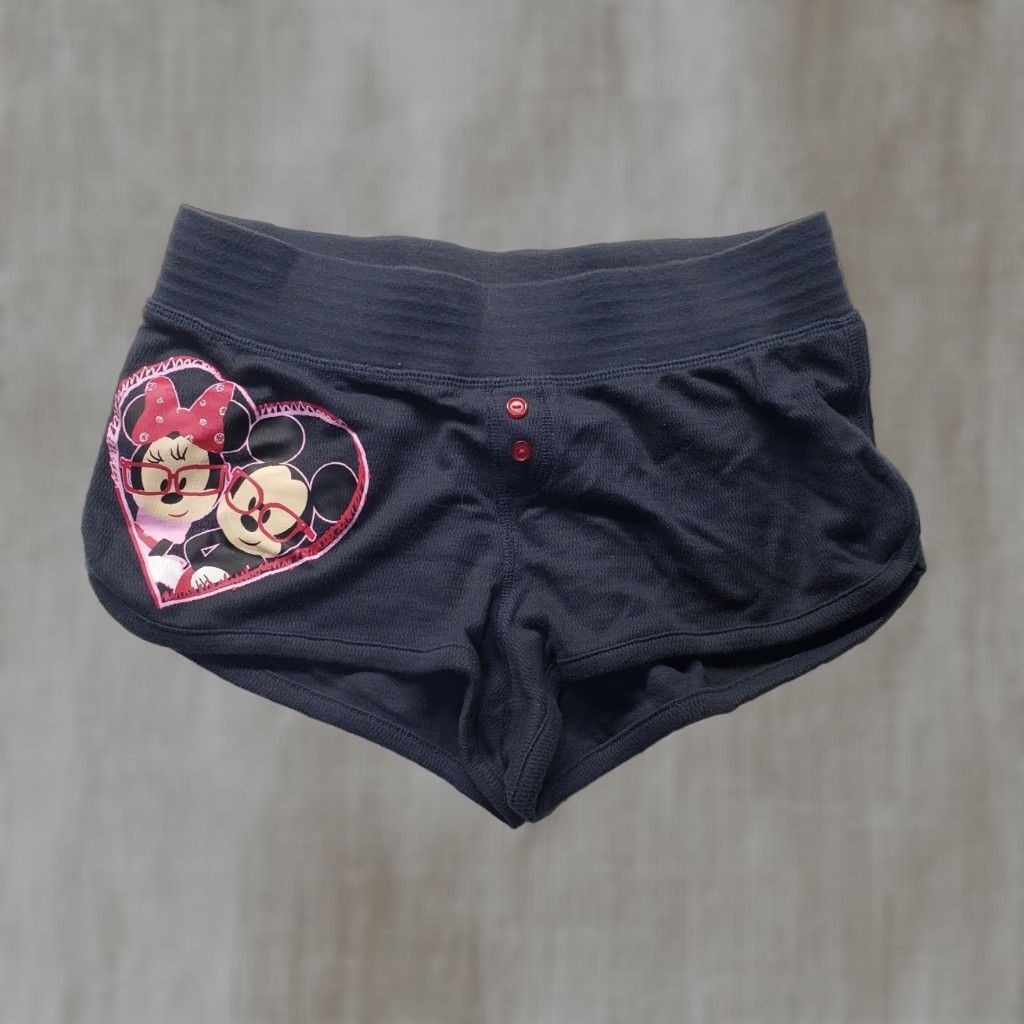 Disney Disney Minnie Mickey Mouse Heart Love Black Fleece Sweat Shorts Adult Women Medium Size 32" / US 10 / IT 46 - 1 Thumbnail