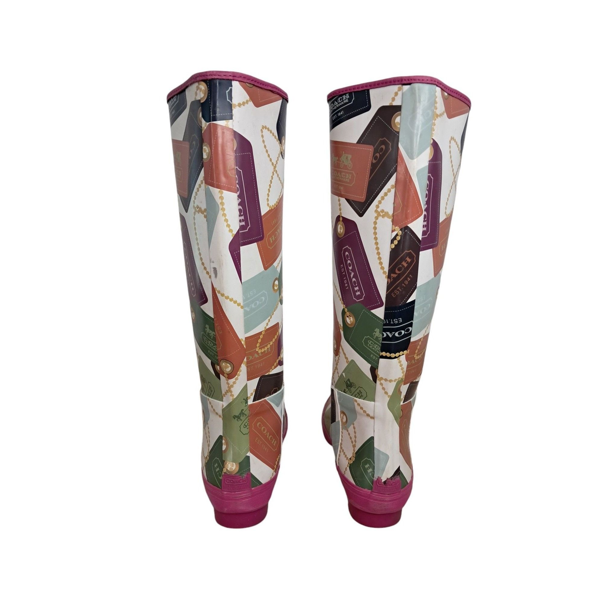 Coach Pammie Multicolor Decorative Hang Tag Rain Boots