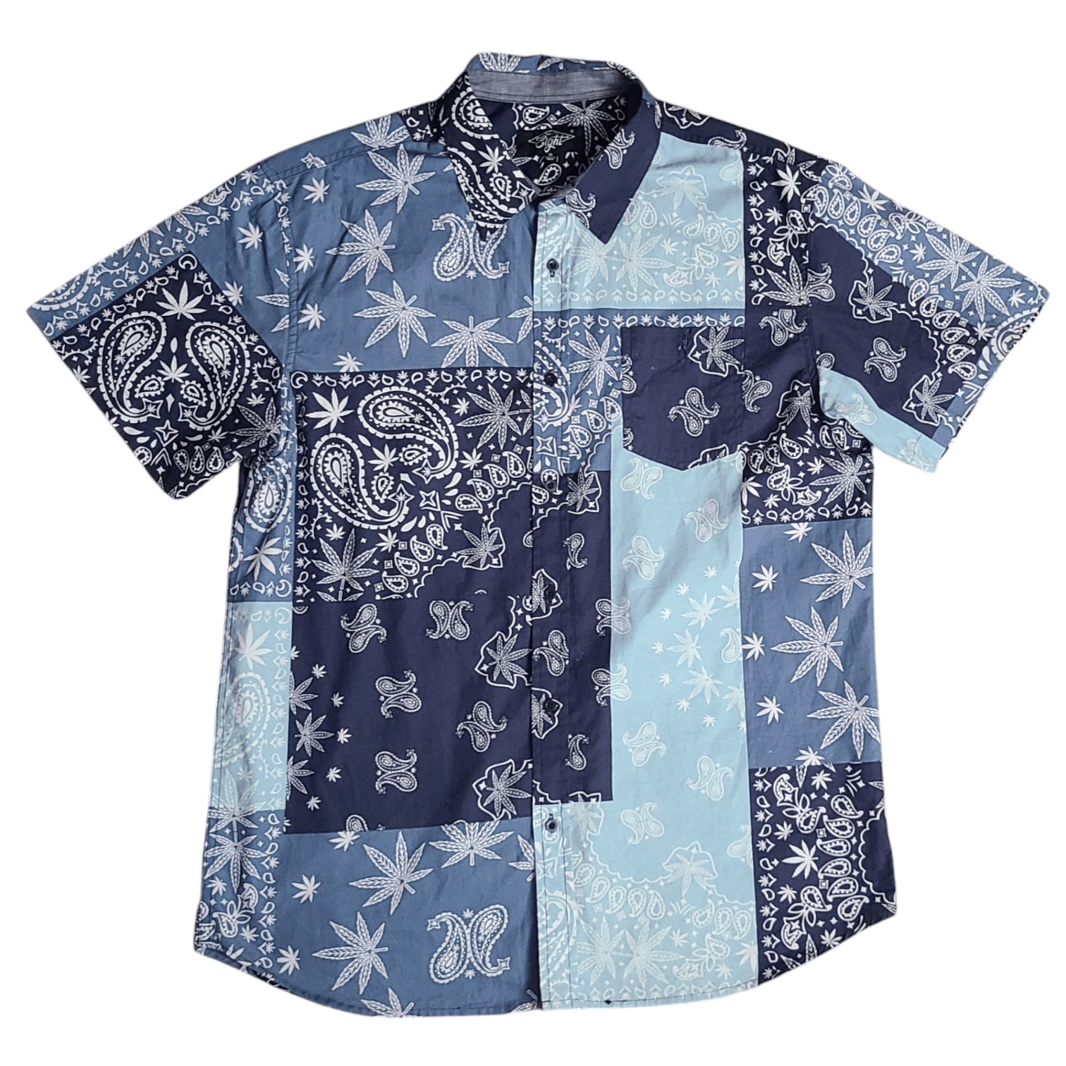 Japanese Brand Paisley Bandana Weed Leaf Stoner Button Up Shirt - Size: XL Size US XL / EU 56 / 4 - 1 Thumbnail