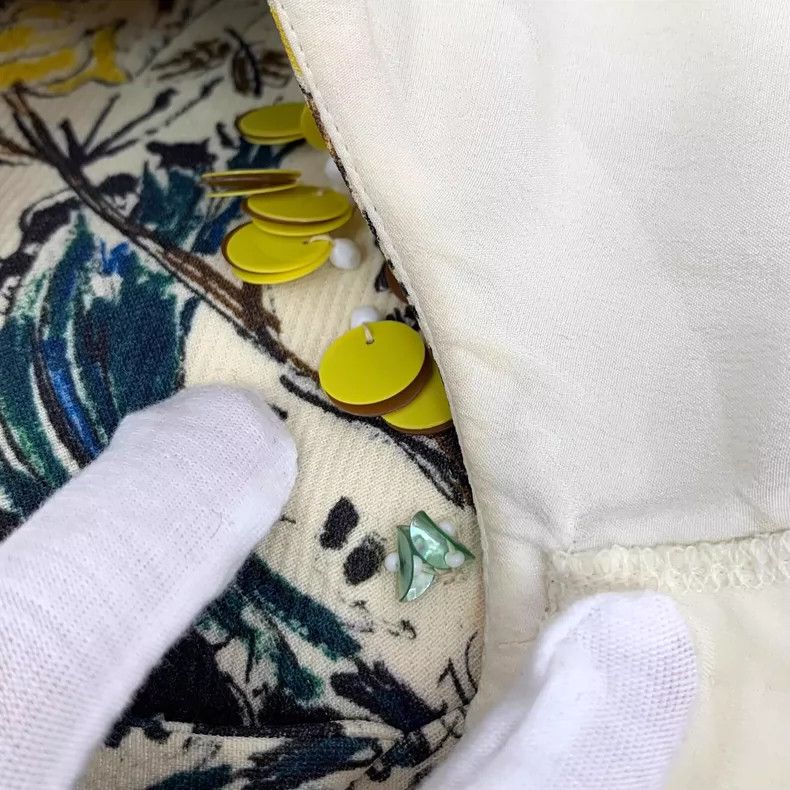 Dior Dior Yellow sequin decorated printed wool round-neck sleeve Size XS / US 0-2 / IT 36-38 - 9 Thumbnail