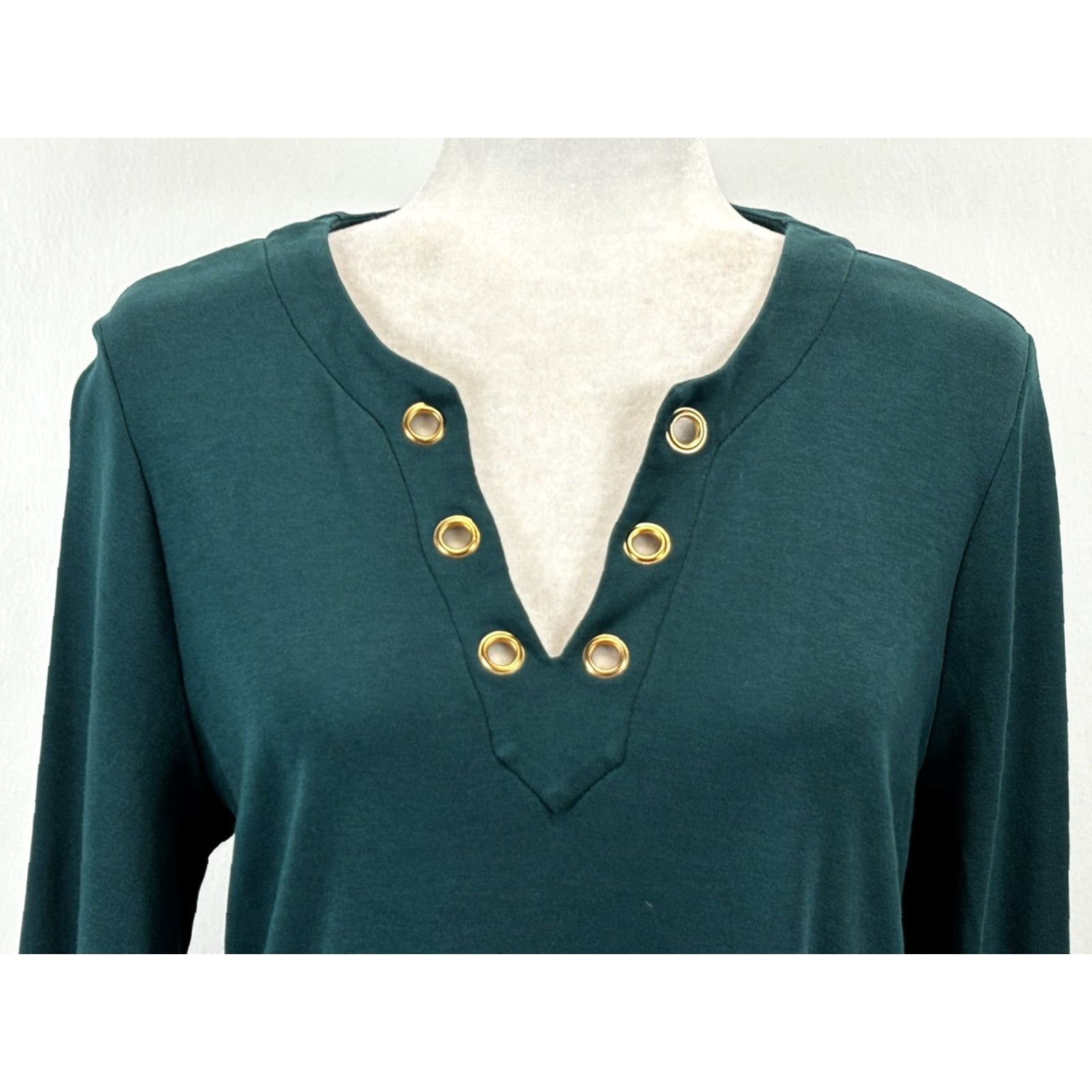Vintage Chicos Pima Grommet Tunic Top Shirt Sz 1 US Medium Green Womens Shirt Tunic V-Neck Long Sleeve Cotton Size M / US 6-8 / IT 42-44 - 5 Thumbnail