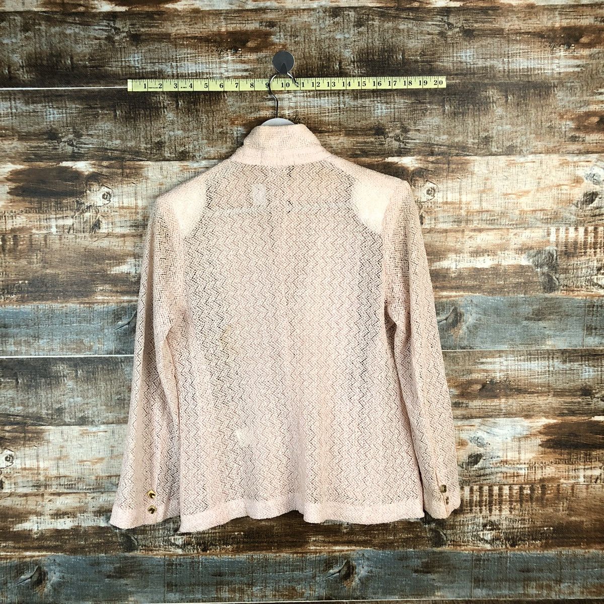 Japanese Brand × Vintage Japanese Brand Pink crochet meshnet Cardigan Knitwear #A1243 Size M / US 6-8 / IT 42-44 - 12 Thumbnail