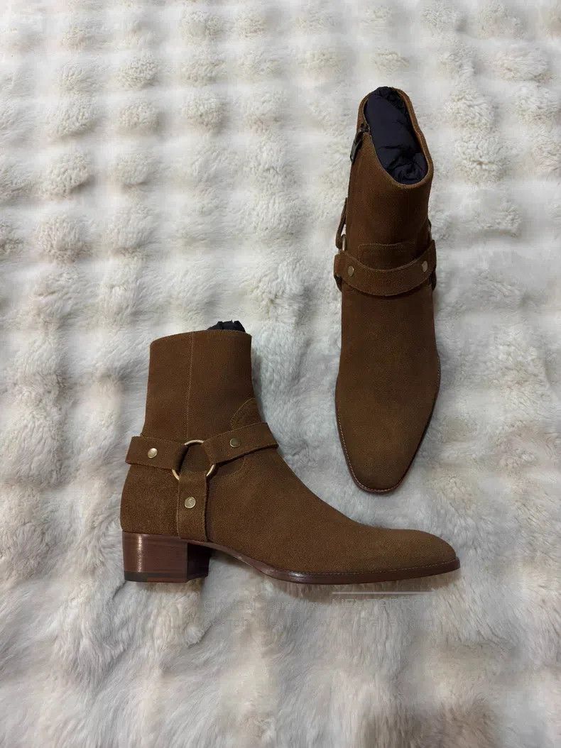 Saint Laurent Paris Saint Laurent Paris Suede Chelsea Boots with Buckle Size US 11.5 / EU 44-45 - 1 Thumbnail