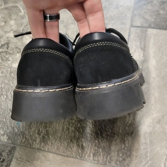 SKECHERS Vintage 90s y2k Skechers Black Suede Leather Platform Lace-u Size US 9.5 / IT 39.5 - 5 Thumbnail