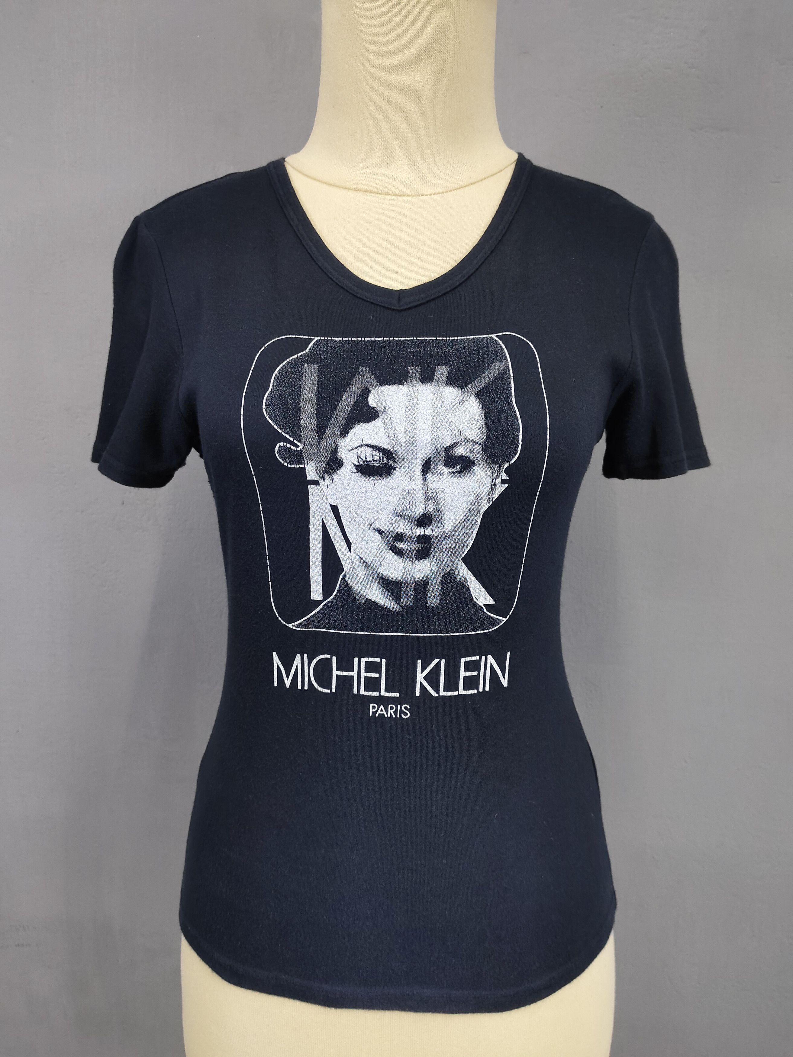Michel Klein 00s Michel Klein-Y2K Aesthetic Graphic Face Minimalist Tee Size S / US 4 / IT 40 - 2 Thumbnail