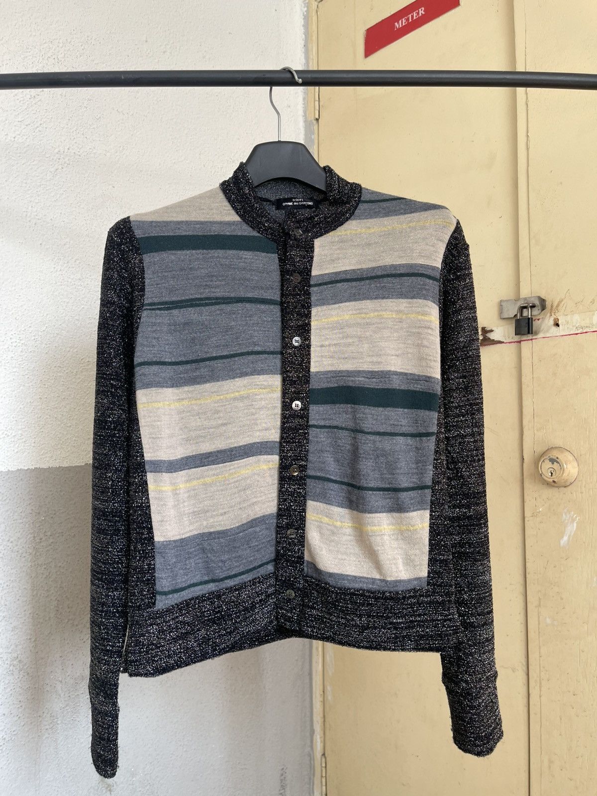 Tricot Comme des Garcons AD1999 Tricot Comme Des Garcons Striped Cardigan Patchwork Size M / US 6-8 / IT 42-44 - 1 Thumbnail