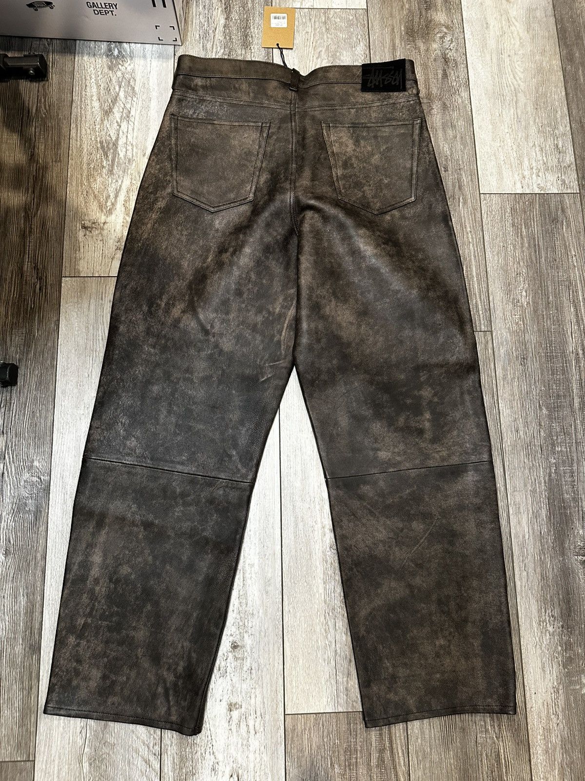 Buy Stussy Work Pant Distressed Leather 'Brown' - 116643