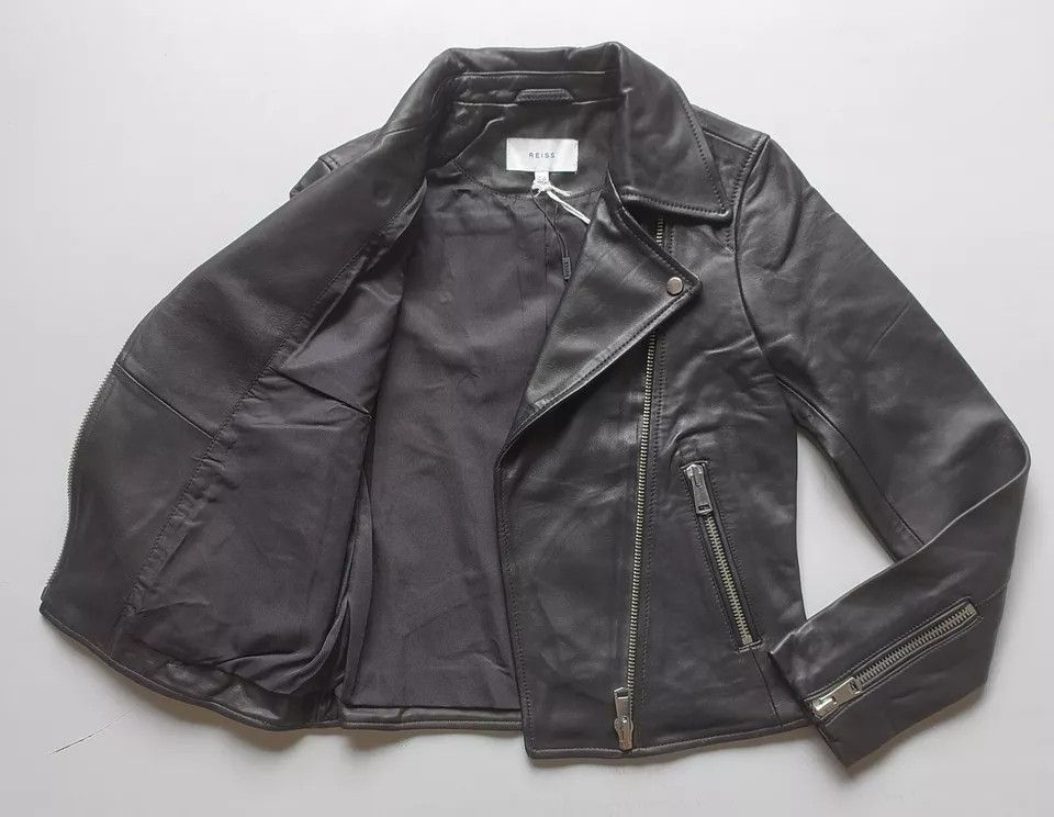 Reiss REISS Women's Geo-Soft Leather Jacket UK6/US2 IFD-0721 Size S / US 4 / IT 40 - 3 Thumbnail