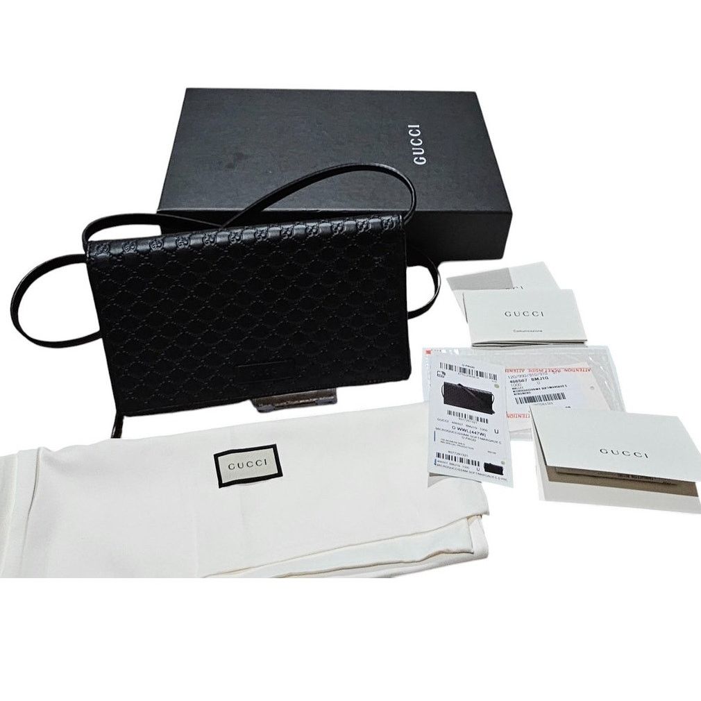 Gucci Gucci Microguccissima Crossbody Wallet on Strap Black Size ONE SIZE - 3 Thumbnail