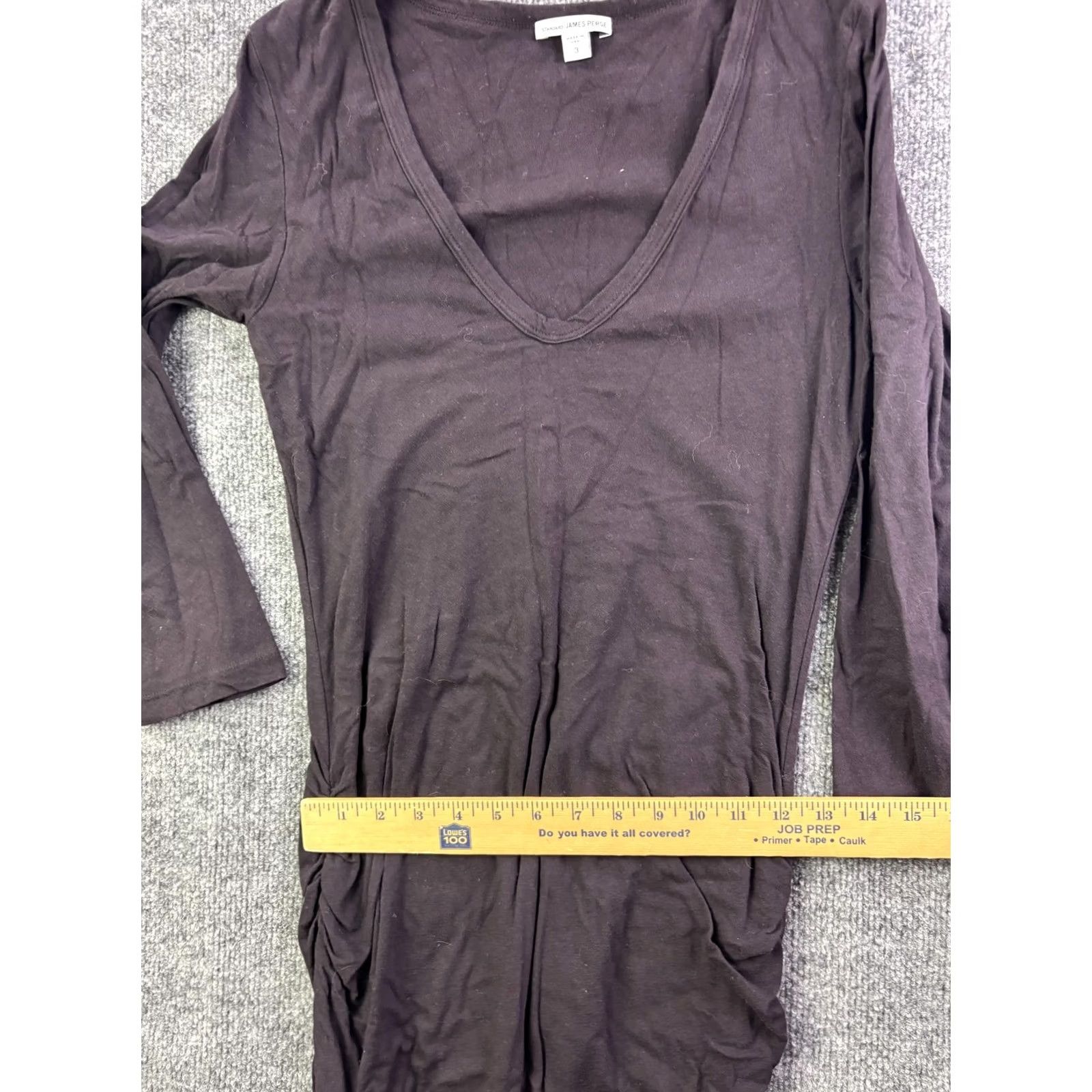 James Perse VINTAGE? No. James Perse Dress Womens 3 Purple Ruched V Neck Long Sleeve Midi Bodycon WJE6085 Size XS / US 0-2 / IT 36-38 - 7 Thumbnail