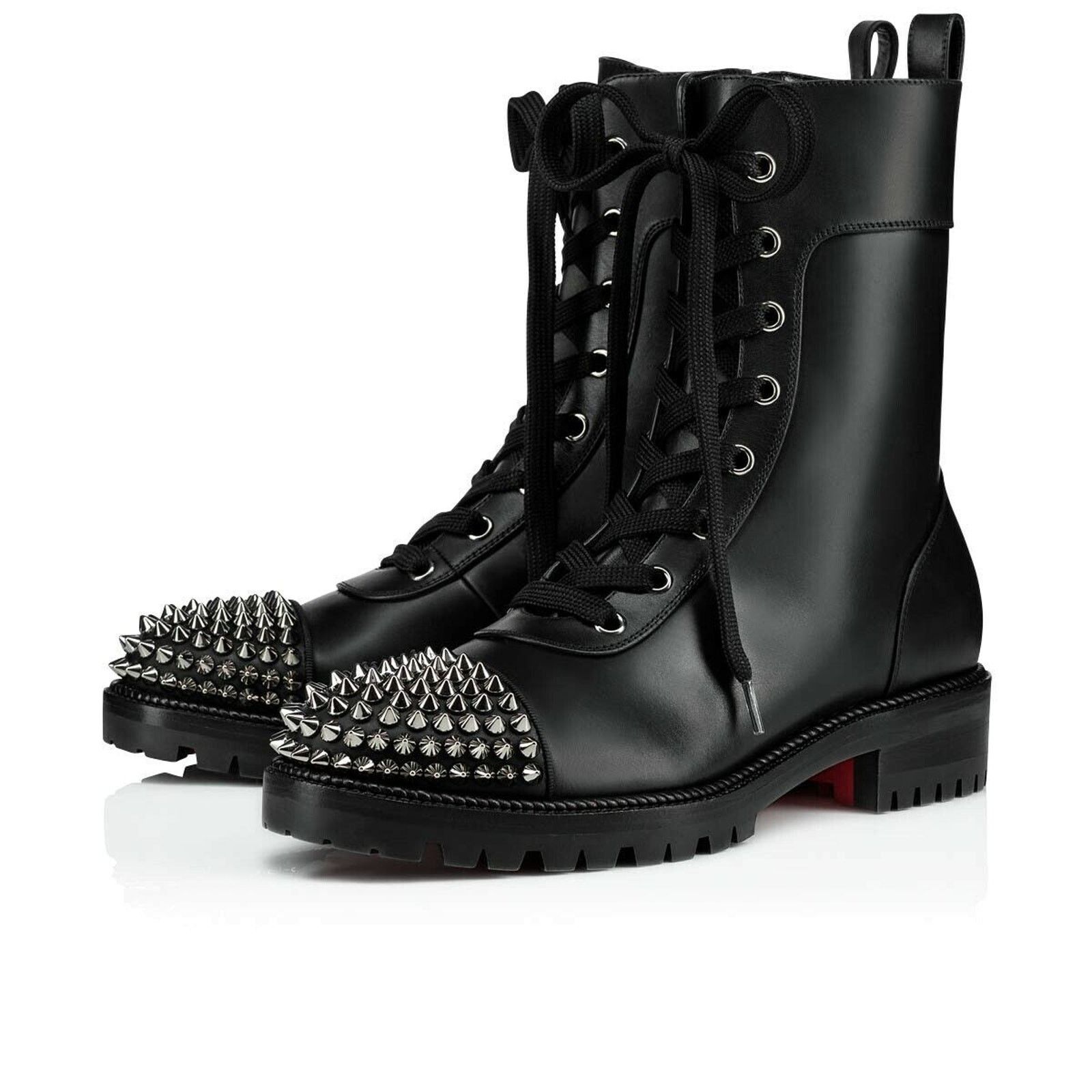 Christian Louboutin Christian Louboutin TS Croc Flat Black Calf Leather Spike Size US 6 / IT 36 - 1 Thumbnail