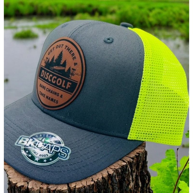 The Unbranded Brand Disc Golf Leather Patch Hat Custom Trucker Hat Bang Chains Size ONE SIZE - 3 Thumbnail