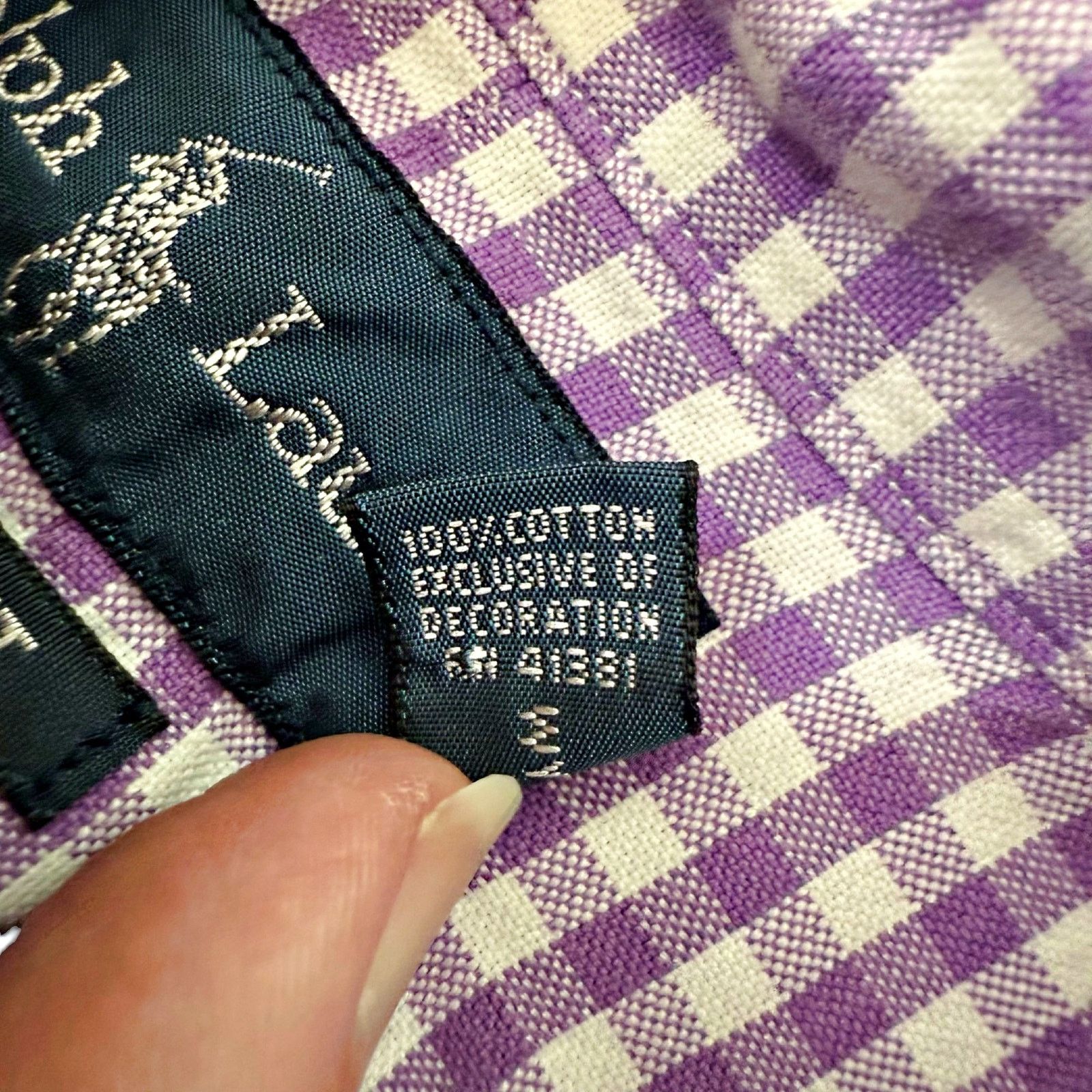 Ralph Lauren Ralph Lauren Purple Gingham Green Pony Custom Fit L/S Shirt Size US L / EU 52-54 / 3 - 6 Thumbnail