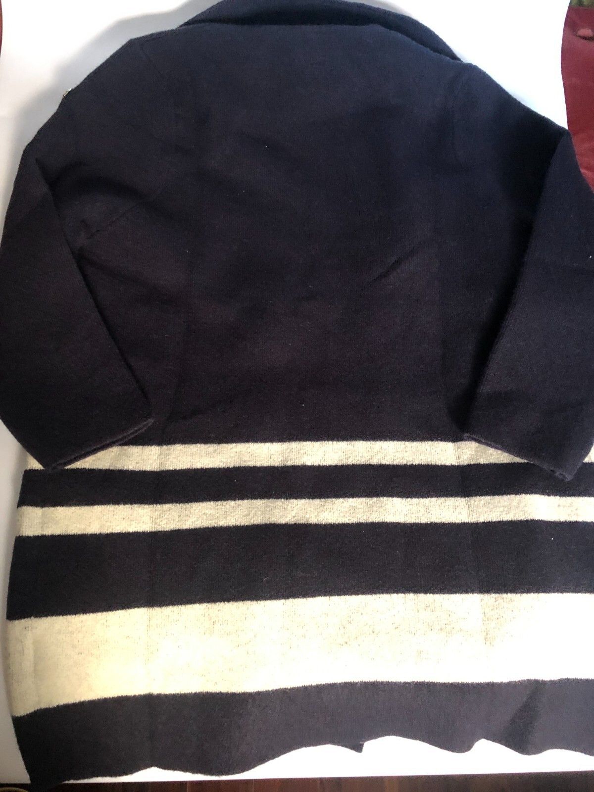 Marina Rinaldi Marina Sport by Rinaldi Navy White Stripes Pea Coat Size XL / US 12-14 / IT 48-50 - 2 Thumbnail