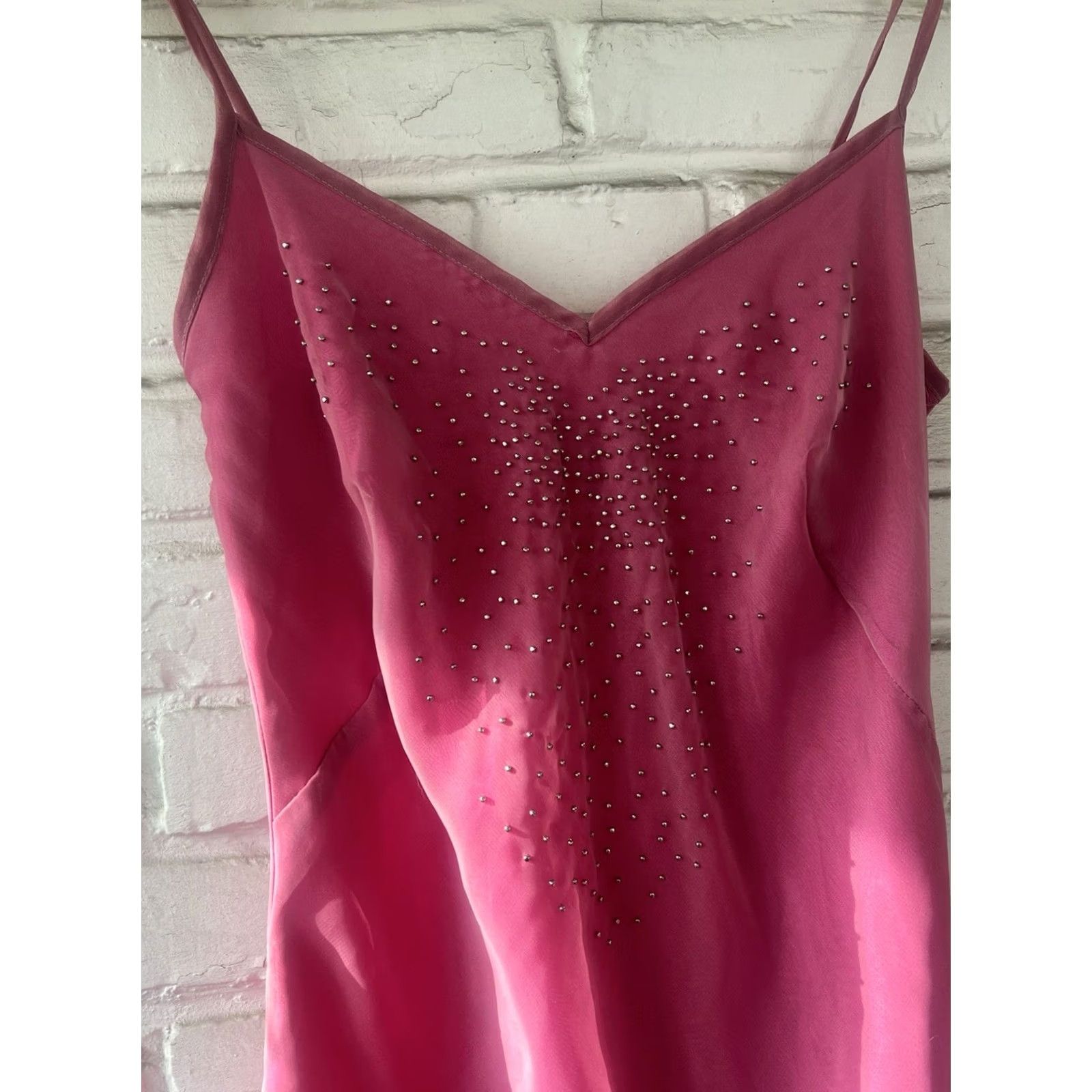 Pinko VINTAGE Y2K Dress Pink Midi Sheath Rhinestone Party Cocktail Womens Petite 6P Size M / US 6-8 / IT 42-44 - 2 Thumbnail