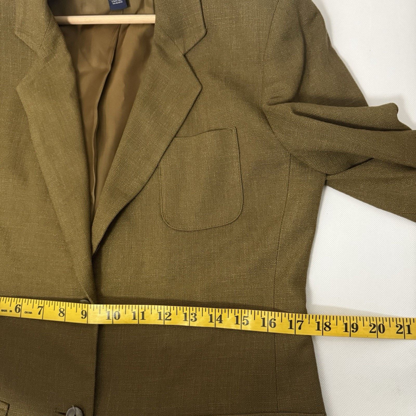 Lands' End Lands’ End Linen Blend Blazer Green Career Office Classic Size M / US 6-8 / IT 42-44 - 6 Thumbnail
