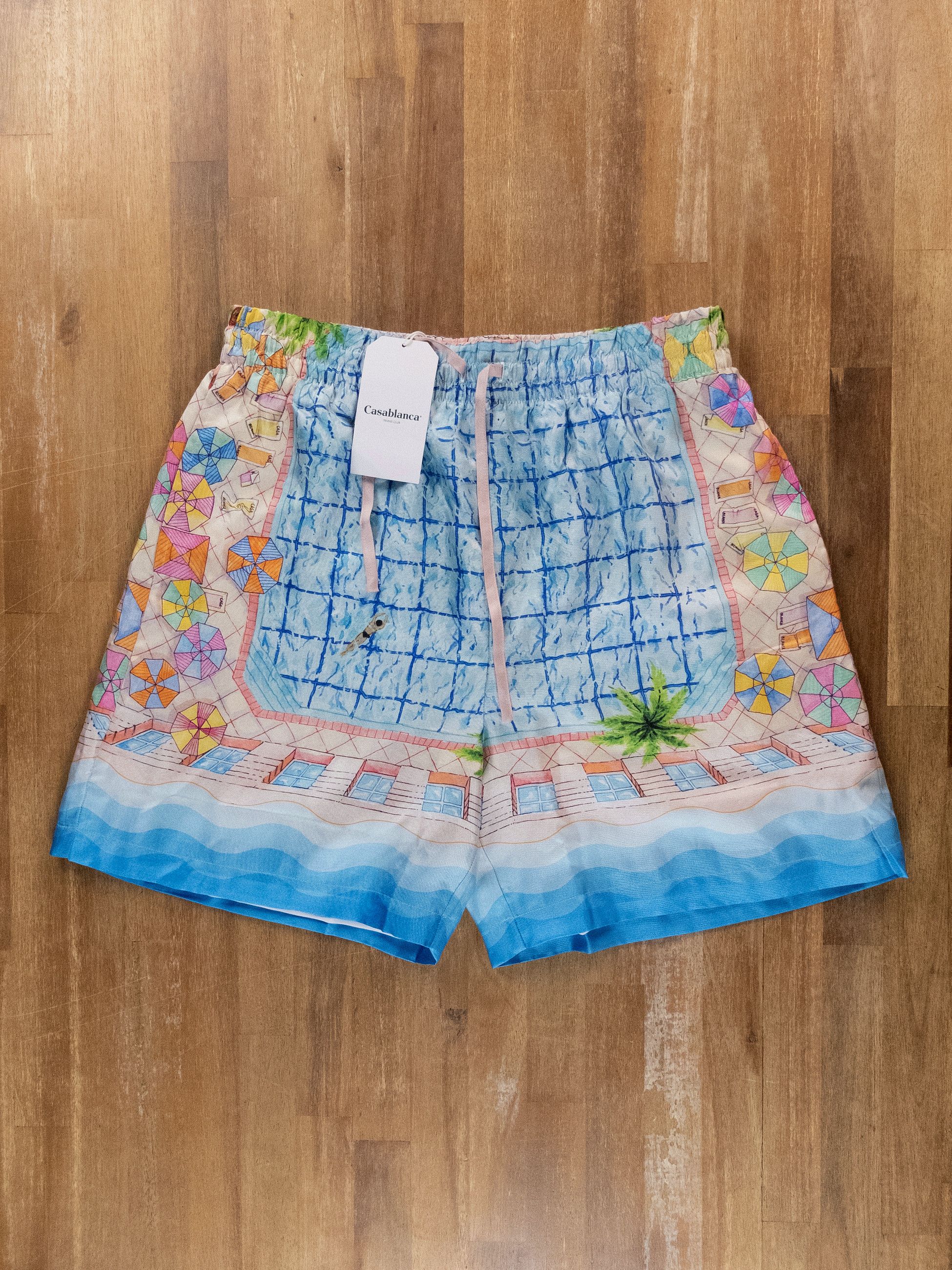 Casablanca CASABLANCA Le Plongeon blue twill silk shorts Large Size US 34 / EU 50 - 2 Thumbnail