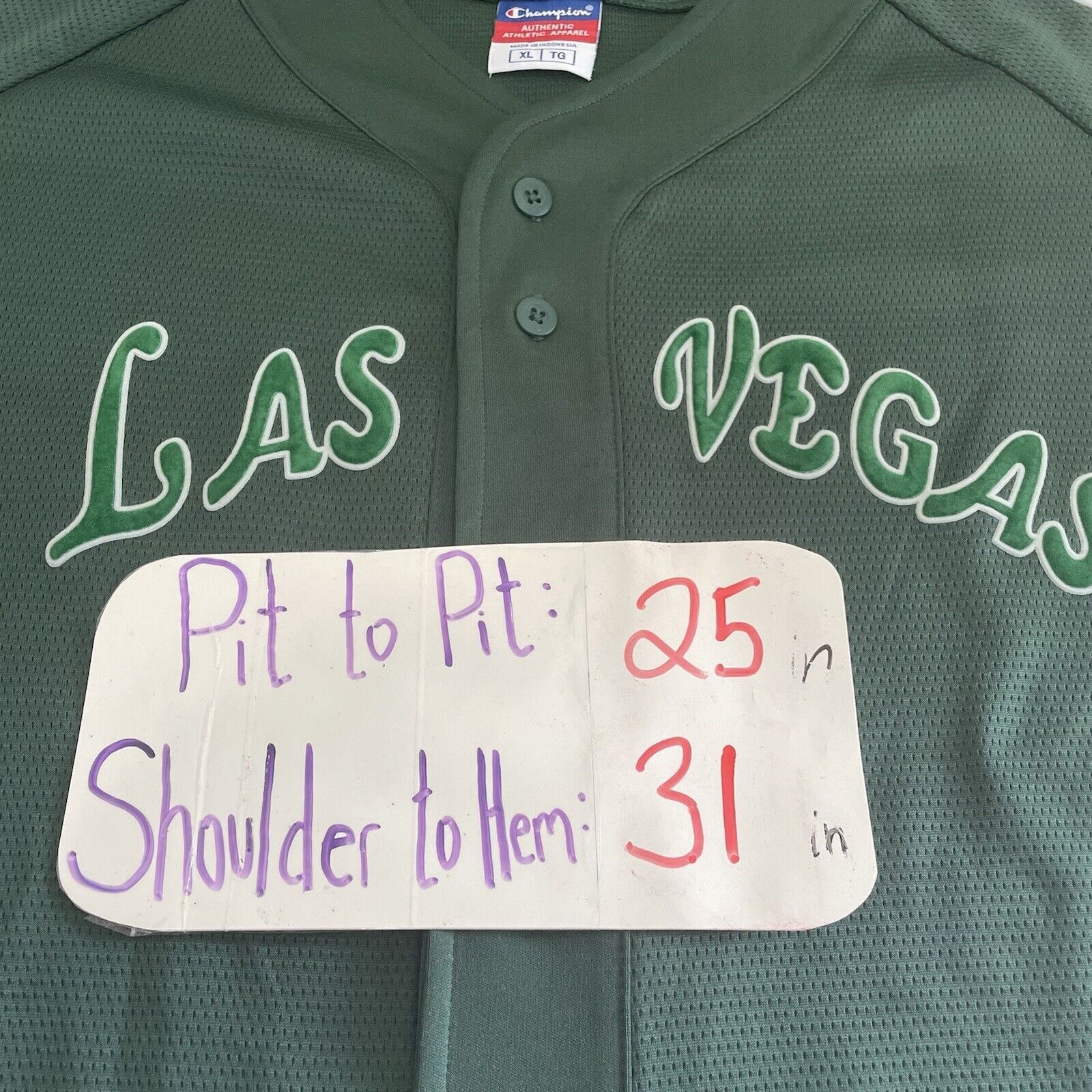 Champion Champion Las Vegas Short Sleeve Green Sewn Baseball Jersey Size US XL / EU 56 / 4 - 10 Thumbnail