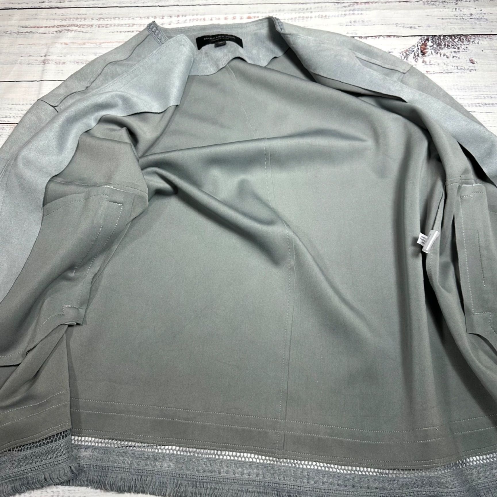 Vintage Marc New York Open Front Jacket 3/4 Sleeve Suede Gray Glitter Fringe Women M Jacket Size M / US 6-8 / IT 42-44 - 5 Thumbnail