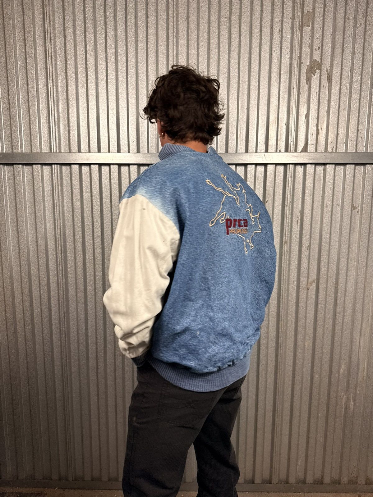 Other Insane Vintage Western Prca Pro Rodeo Cowboy Denim Bomber Size US XL / EU 56 / 4 - 3 Thumbnail