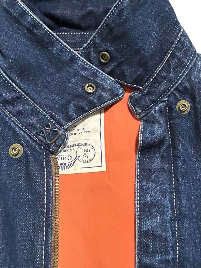 Avirex Avirex - A-2 Blue Denim Jacket Leather Denim Stadium Size US M / EU 48-50 / 2 - 4 Thumbnail