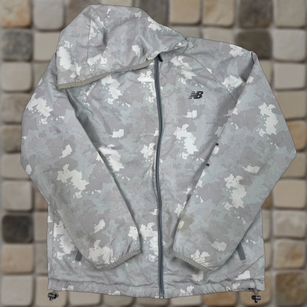 New Balance New Balance Jacket Mens Small Gray Camouflage Hooded Full Zip Running Hiking Gym Size US S / EU 44-46 / 1 - 1 Thumbnail