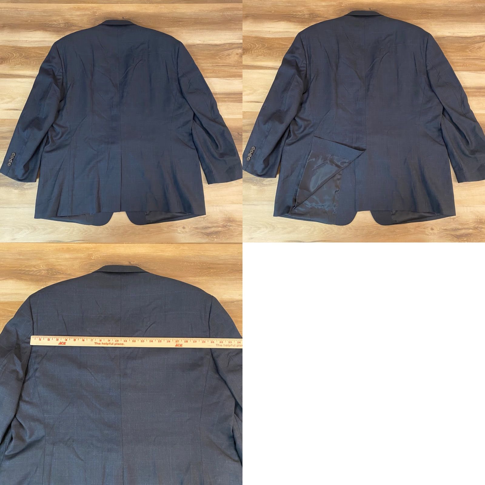 Ralph Lauren Lauren Ralph Lauren Blazer Mens 50R Gray Blue Windowpane Plaid Wool Sport Jacket Size 50R - 9 Thumbnail