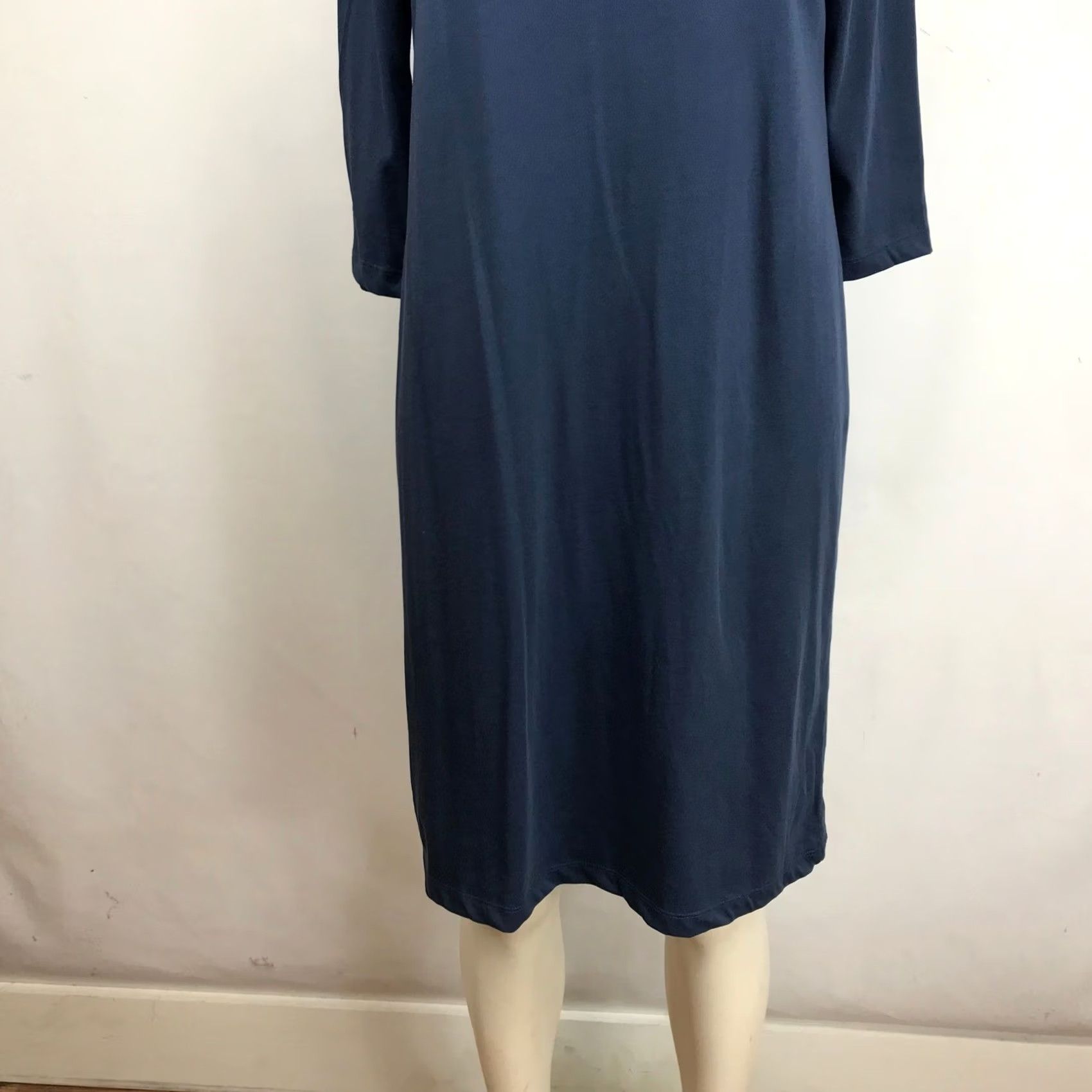 Vintage Pact Navy Blue 3/4 Sleeve Boat Neck Shift Dress Womens Small Size S / US 4 / IT 40 - 3 Thumbnail