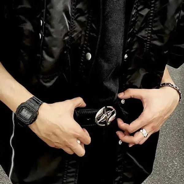 Japanese Brand × Leather Y2K 2000s chrome emblem PU Leather belt Size ONE SIZE - 3 Thumbnail