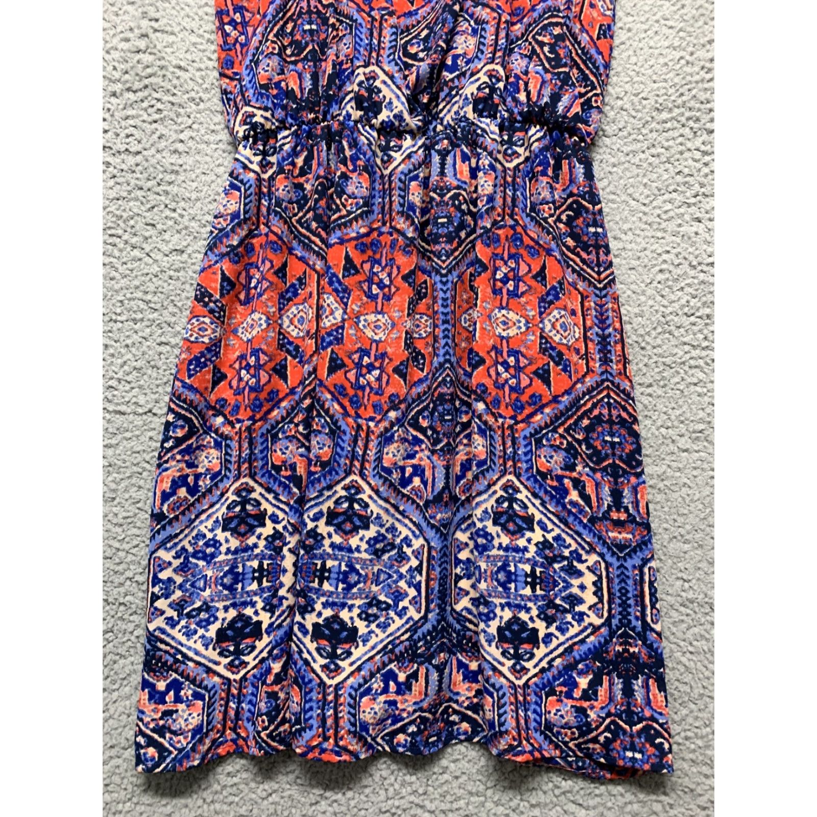 Vintage Everly Dress NWT Womens S Sundress Spaghetti Strap Elastic Waist Lined USA Red Blue Ivory Knee Length Vestless? Size S / US 4 / IT 40 - 3 Thumbnail