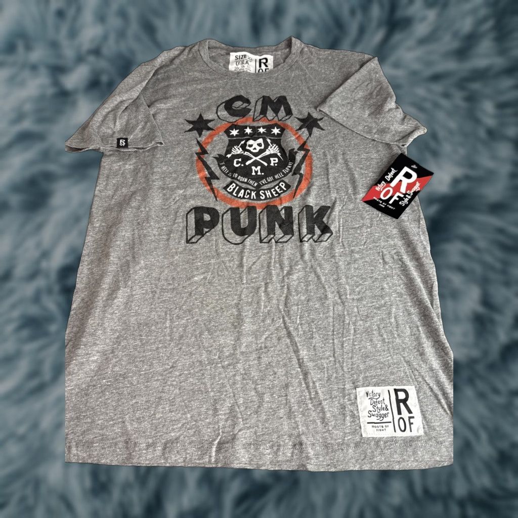 Roots Roots Of Fight CM Punk Black Sheer Gray T Shirt Graphic Tee XL Size Men Regular Sz XL New W Tags Punk Shirt Grey Graphic Tee Mens XL Size US XL / EU 56 / 4 - 1 Thumbnail