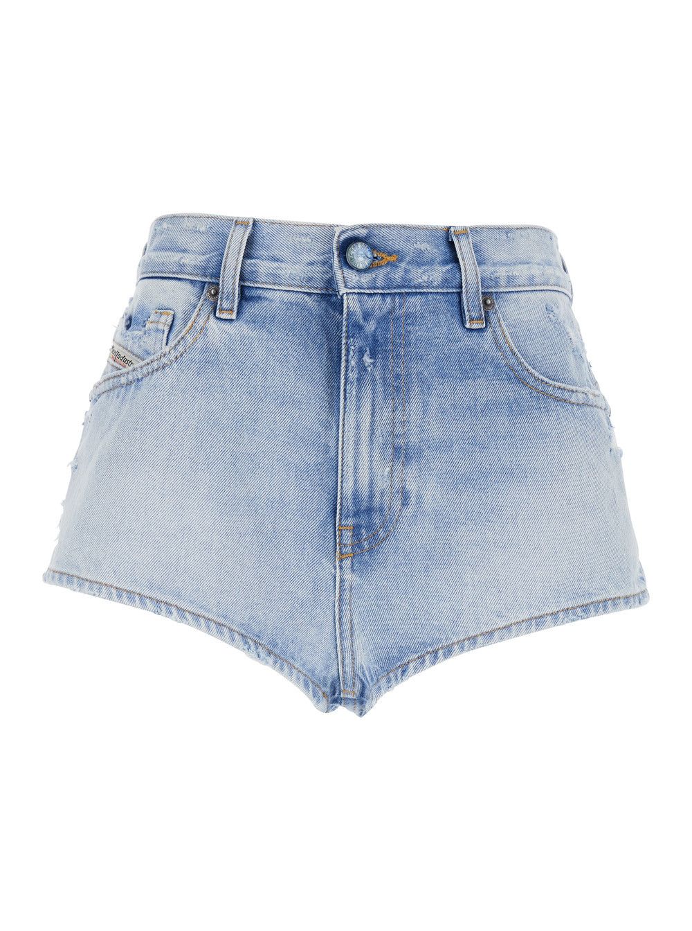 Diesel Light Blue shorts with cut-out detail In denim woman Size 26" / US 2 / IT 38 - 1 Thumbnail