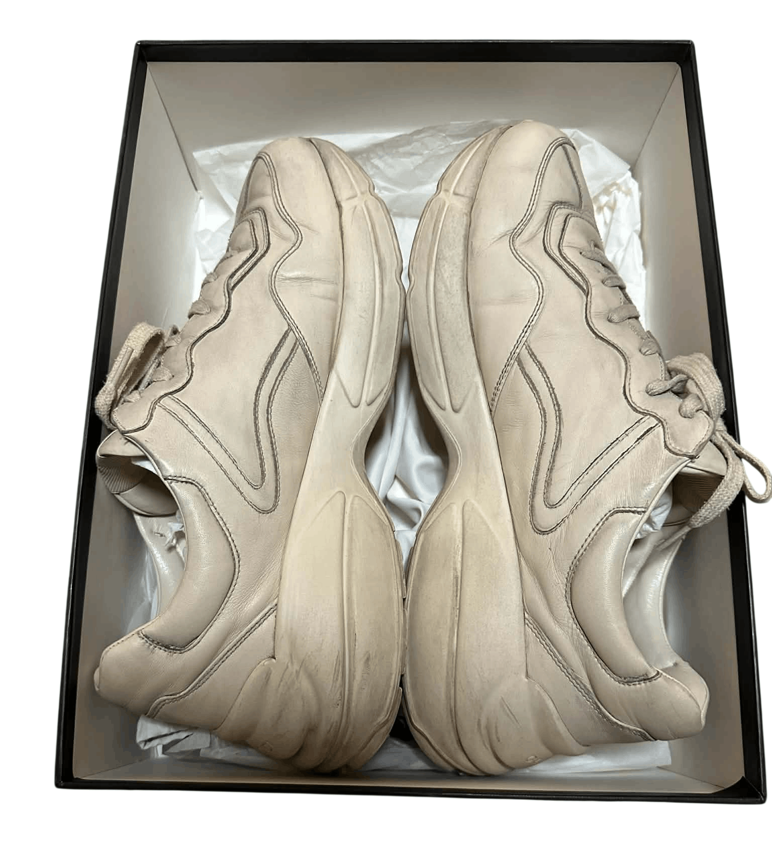 Gucci Gucci Rhyton Sneakers Ivory Distressed Leather Size US 12.5 / EU 45-46 - 4 Thumbnail