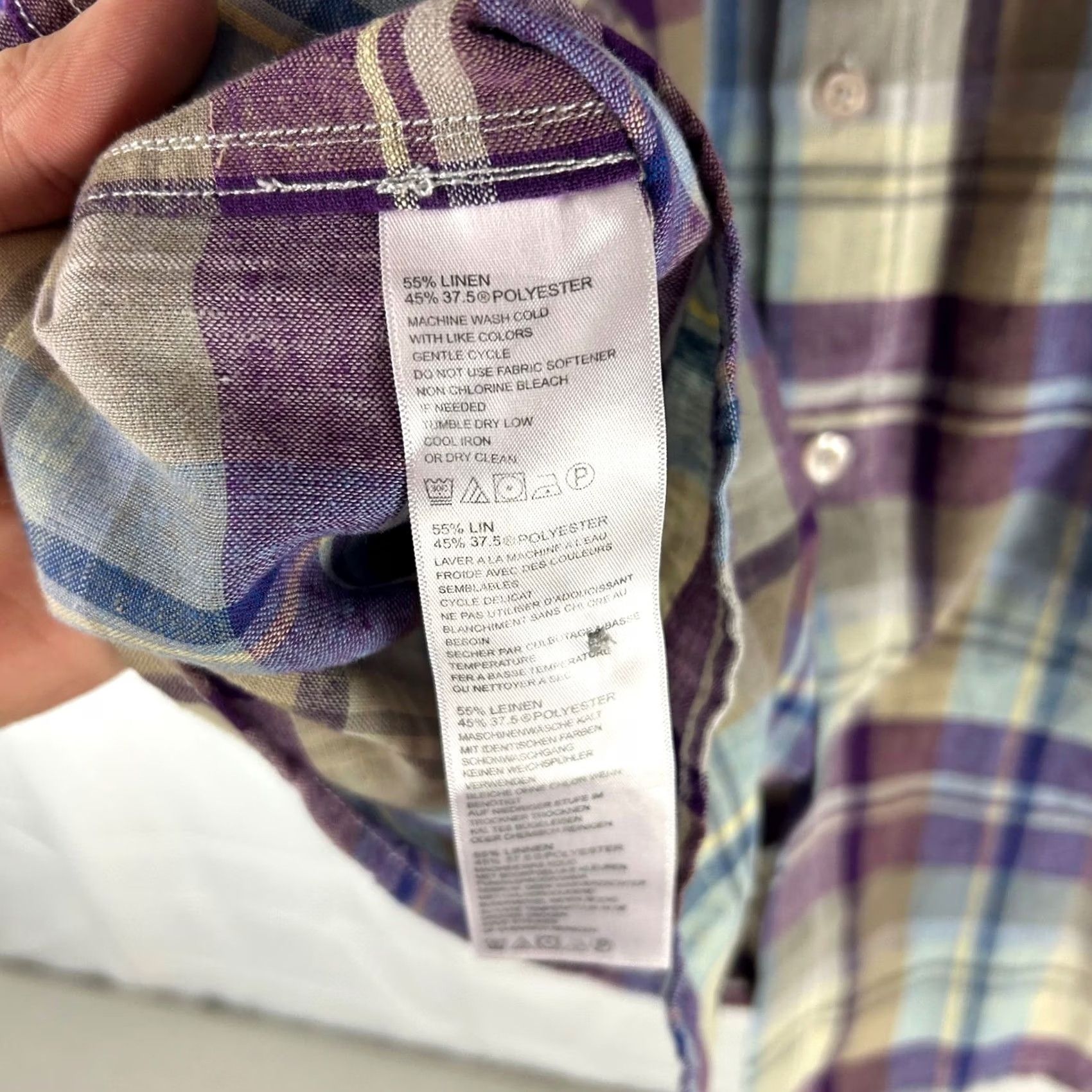 Tommy Bahama Tommy Bahama Island Zone Linen Blend Plaid Short Sleeve Shirt Mens Large Purple Multicolor Casual Beach Vacation Lightweight Breathable Size US L / EU 52-54 / 3 - 5 Thumbnail