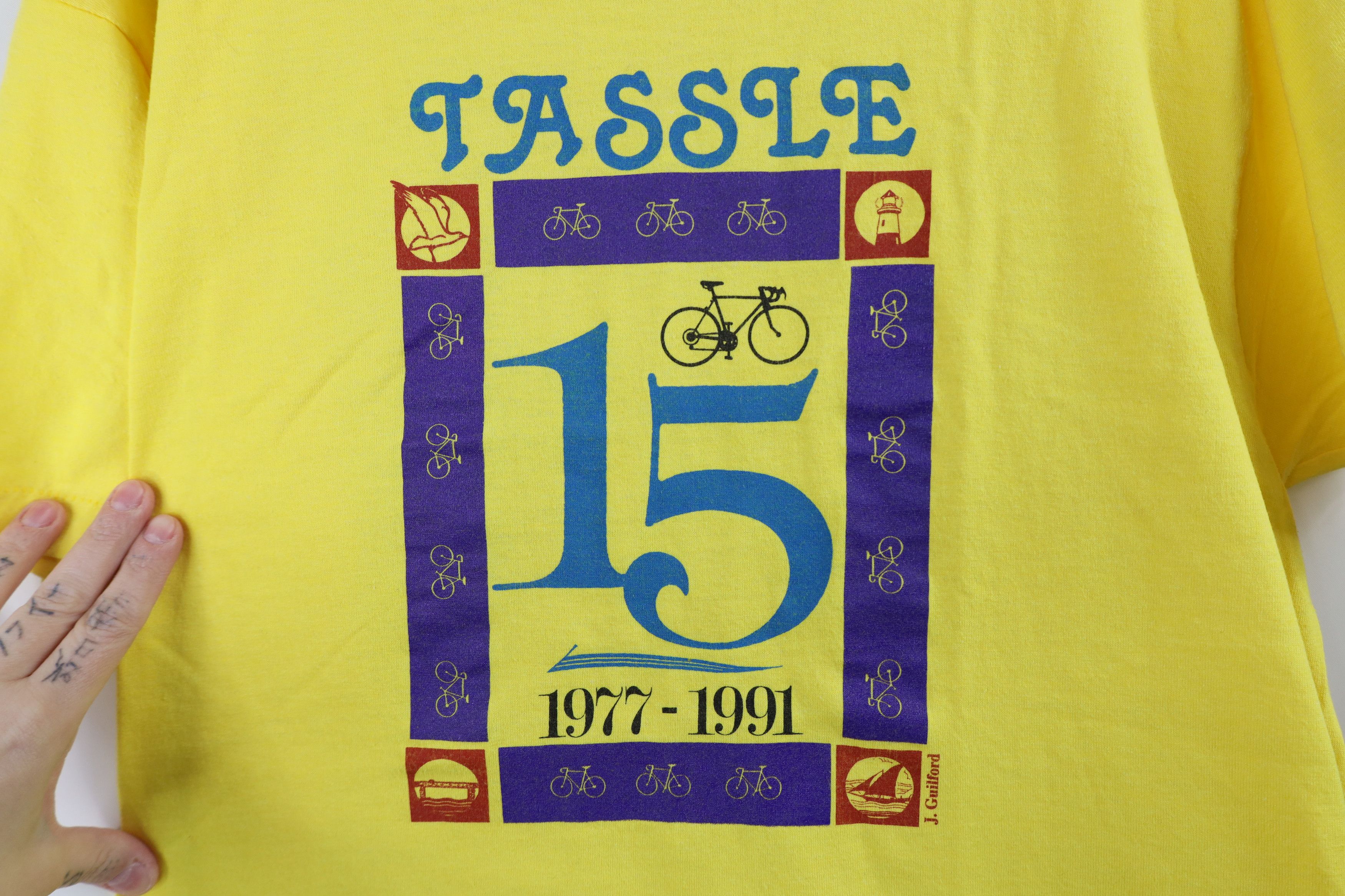 Vintage Vintage 90s Streetwear Cycling Michigan T-Shirt Yellow USA Size US XL / EU 56 / 4 - 4 Thumbnail