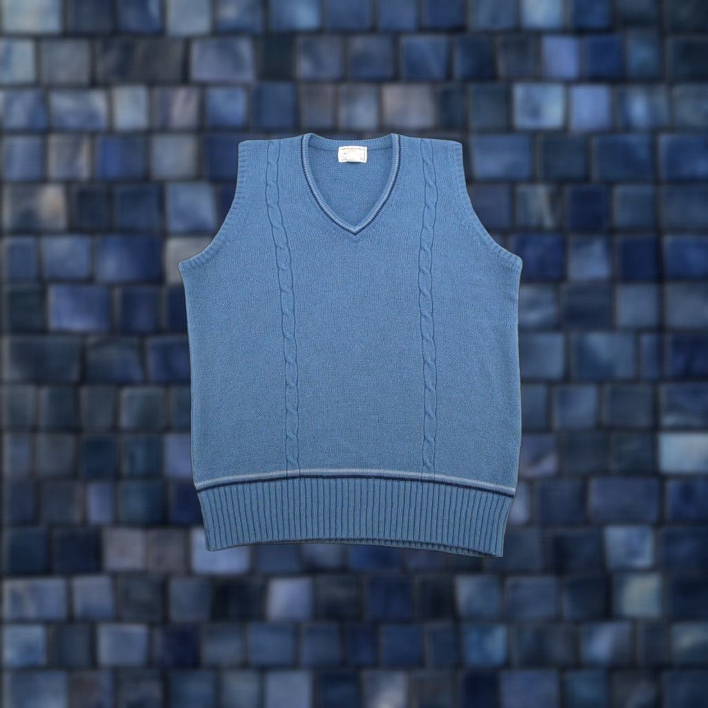 Vintage VINTAGE Chevron Vest Sweater 90s Knit Acrylic Blue L Men Pullover Sleeveless Golf 90s Theme Mens Size US L / EU 52-54 / 3 - 1 Thumbnail