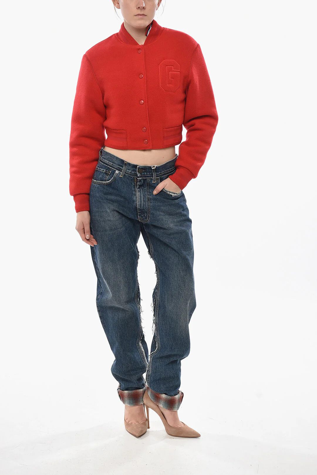 Givenchy og1mm0326 Wool Bomber Jacket in Red Size XS / US 0-2 / IT 36-38 - 4 Thumbnail