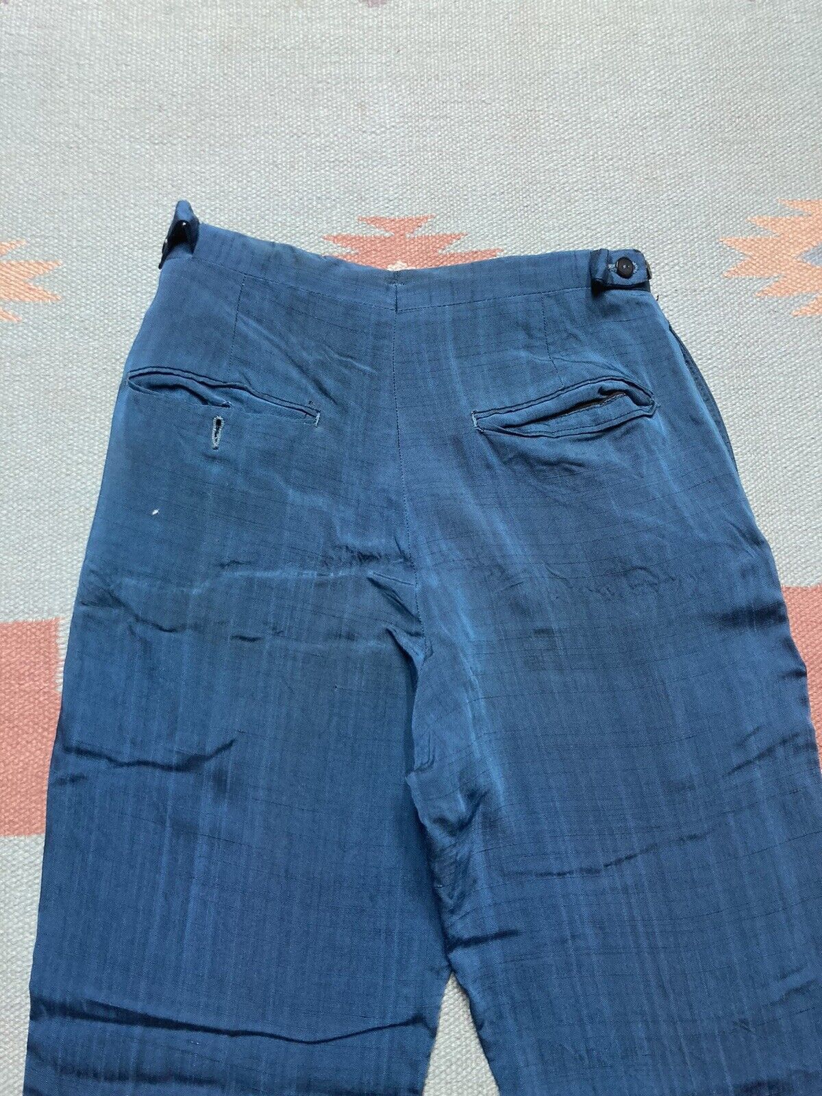 Vintage 60s sharkskin dress pants rayon trousers rockabilly slacks Size US 26 / EU 42 - 9 Thumbnail