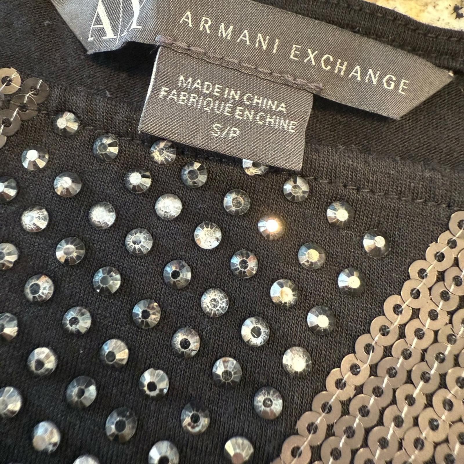 Armani Exchange Armani Exchange black top silver sequin bead embellished SM Size S / US 4 / IT 40 - 5 Thumbnail