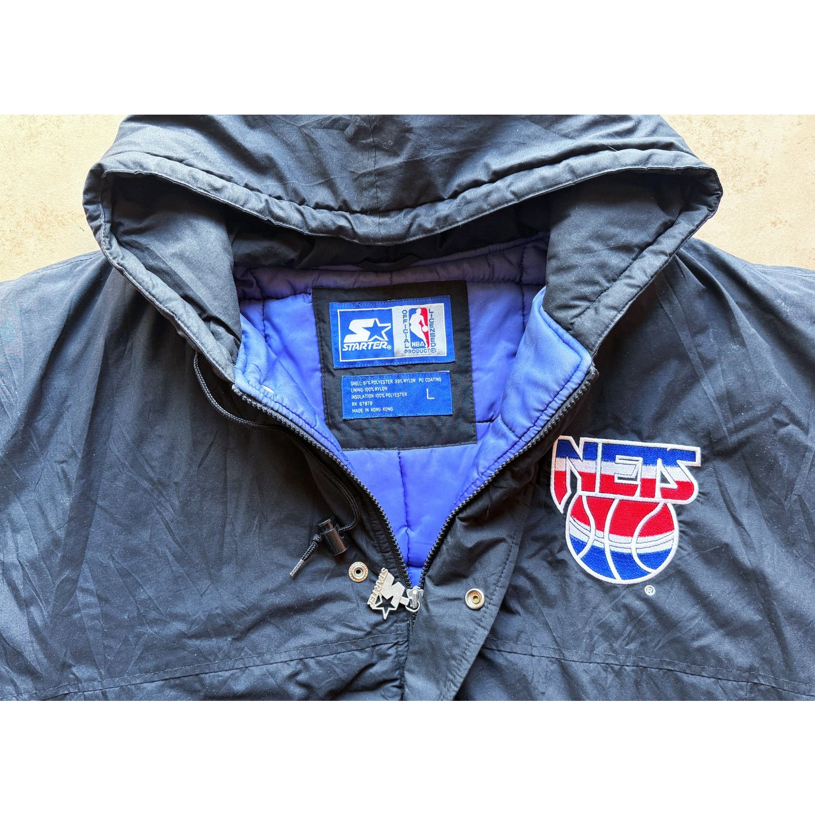NBA × Starter New Jersey Nets 90s STARTER puffer L blk red NBA vintage Size US L / EU 52-54 / 3 - 4 Thumbnail