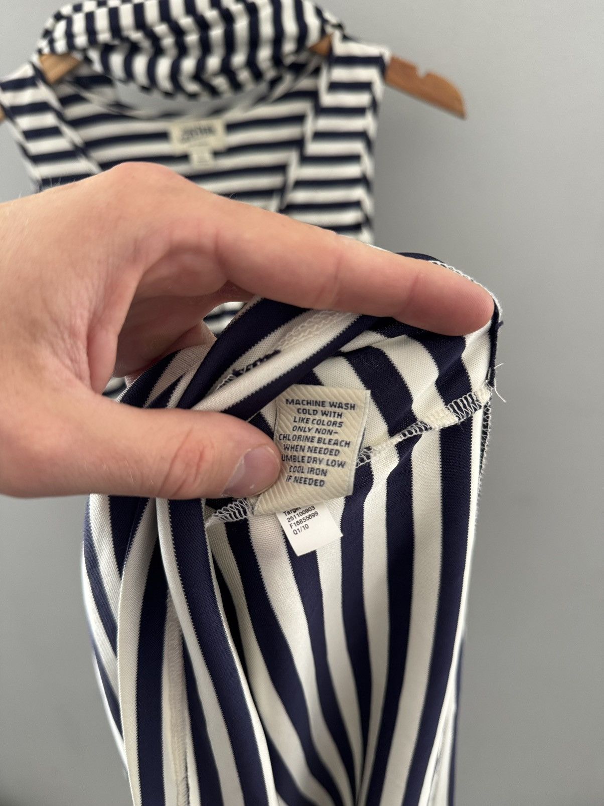 Jean Paul Gaultier Jean Paul Gaultier for Target Draped Navy Striped Dress Size L / US 10 / IT 46 - 5 Thumbnail