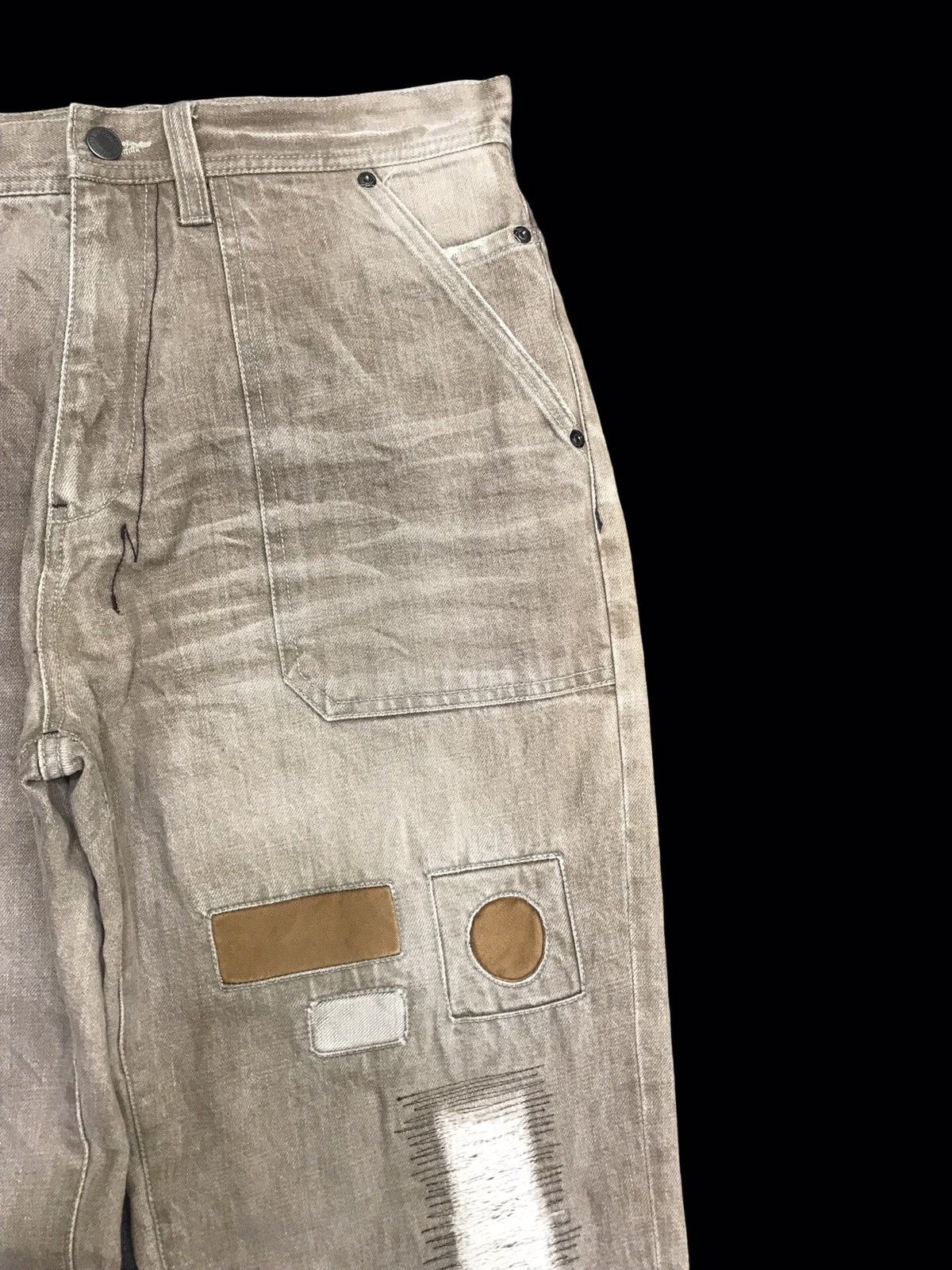 Japanese Brand 💥DENIM ART💥Archival Kelen Patchwork Wide Baker Denim F254 Size US 32 / EU 48 - 3 Thumbnail