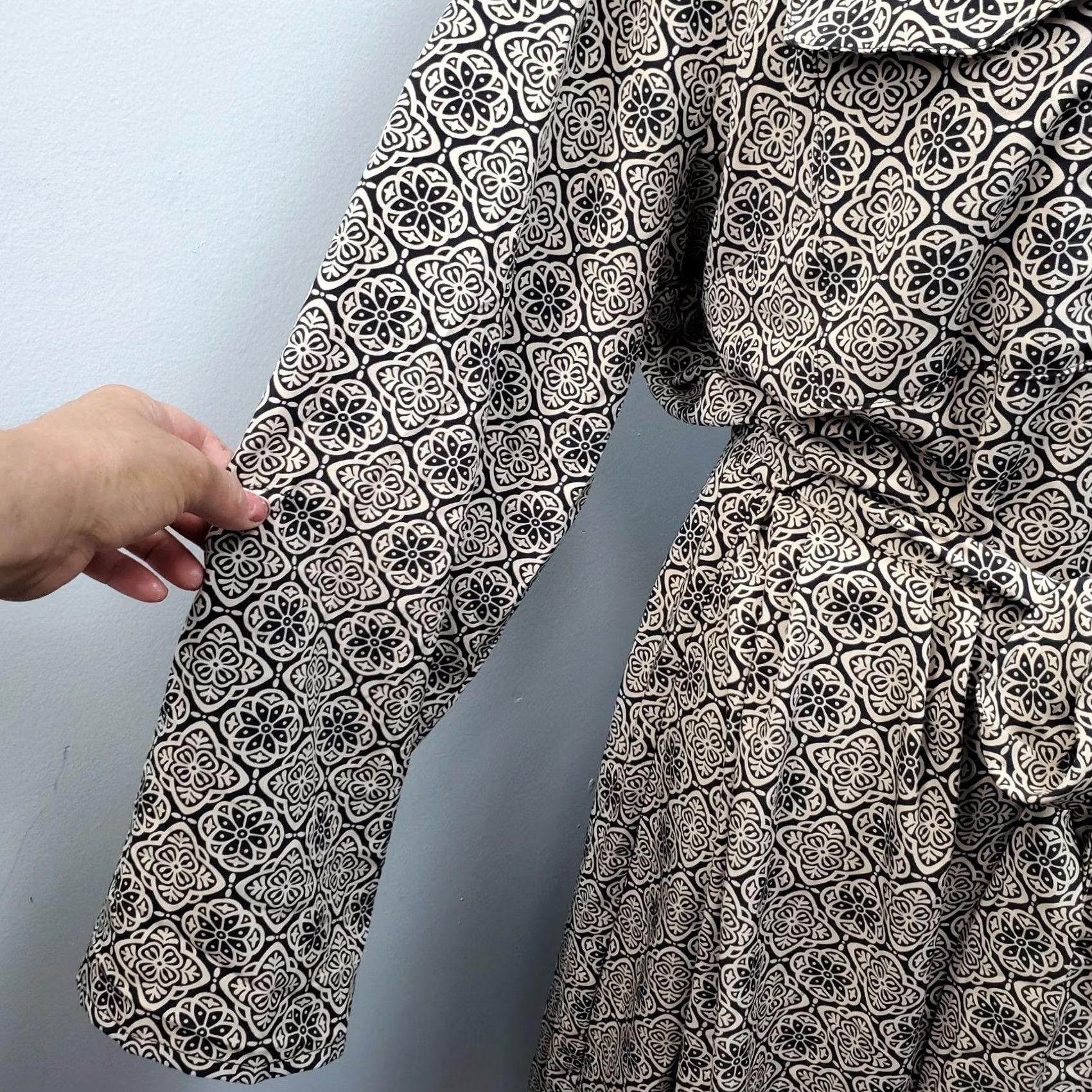 Vintage NY Collection Shirt Dress Womens 2X Brown Black Floral Print Collared Tie Waist Size XXL / US 16-18 / IT 52-54 - 5 Thumbnail