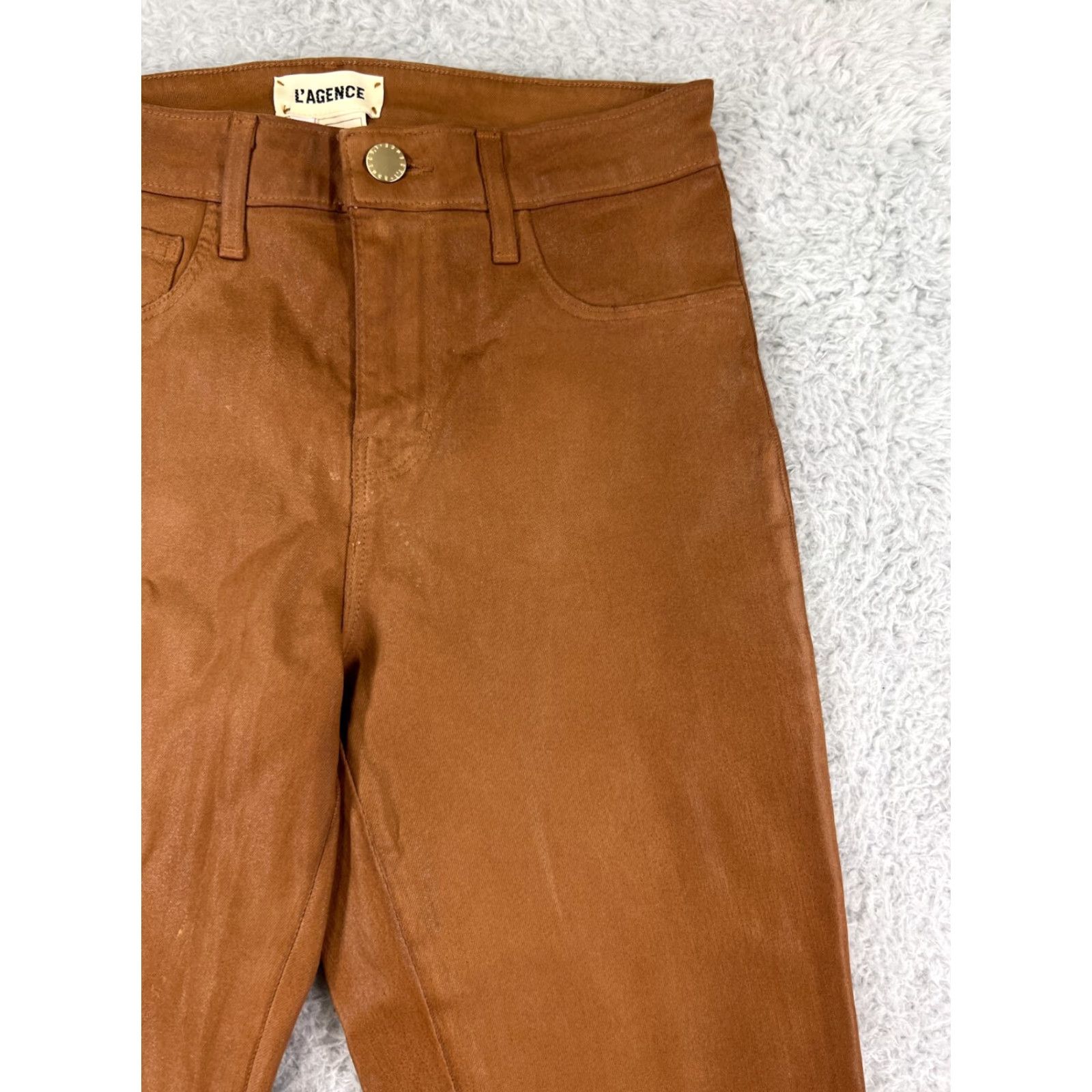 L'AGENCE L'agence L'agence Jeans Women 26 Brown Skinny Ankle Zip Leather Look Denim 5-Pocket Design Vintage No Size 26" / US 2 / IT 38 - 7 Thumbnail
