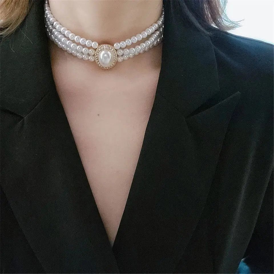 Jewelry Three-layer Pearl Choker Necklace Size ONE SIZE - 3 Thumbnail